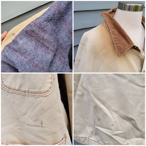 Vintage‎ 90s y2k Wrangler Blanket Lined Distressed Thrashed Tan Barn Chore Coat - Picture 5 of 9